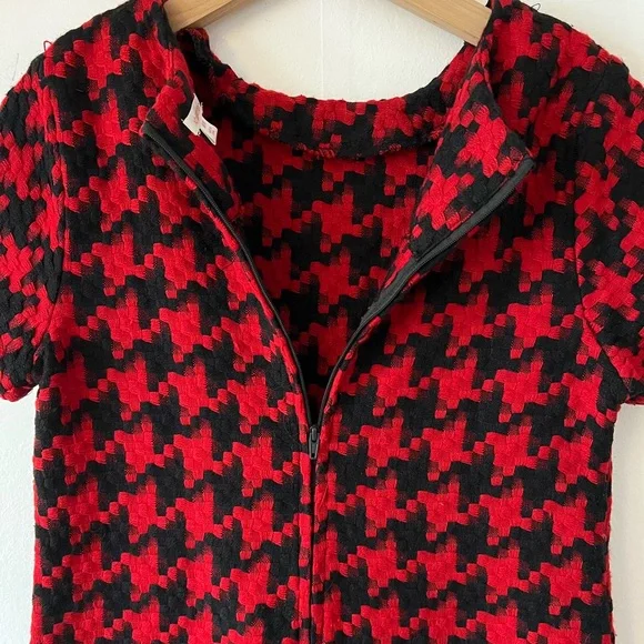 EUC Xhilaration mini dress M red and black herringbone Target a-line cap sleeve - Picture 8 of 13